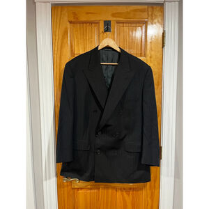 Corneliani Made in Italy Double Breasted Blazer Black Pinstripe Super 10 44 R US